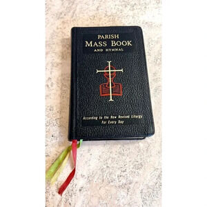 Vintage‎ Black Leather Parish Mass Book and Hymnal Hardcover St Joseph Edition